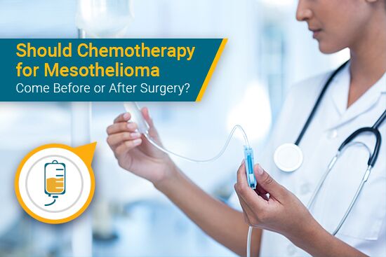Medical professional doctor nurse gives cancer patient chemotherapy for mesothelioma