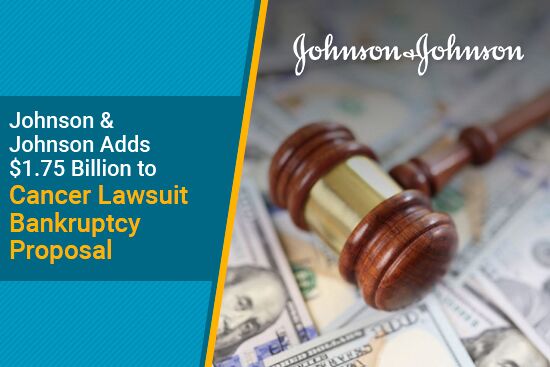 Illustration of a legal filing regarding Johnson & Johnson's bankruptcy proposal linked to a cancer lawsuit.