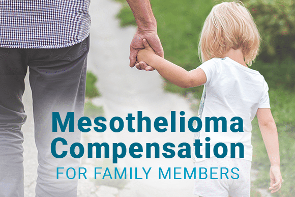 Child holding hands with older person with text: Mesothelioma Compensation for Family Members