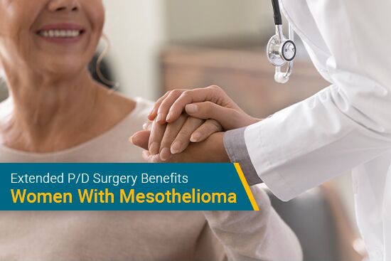 woman receiving comfort from her mesothelioma doctor for surgery
